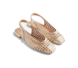 BALLERINE PELLE INTRECCIATA WENDELL PLATINO